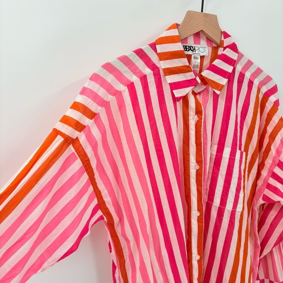 Beach Riot Alexa Top Cotton Sunset Stripes Button Down Large - Picture 3 of 8